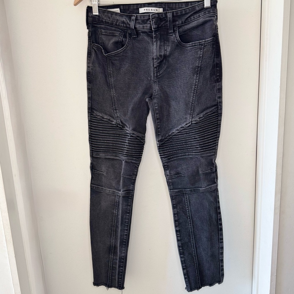 Pacsun Stacked Skinny Women’s Black Denim Textured Jeans 28